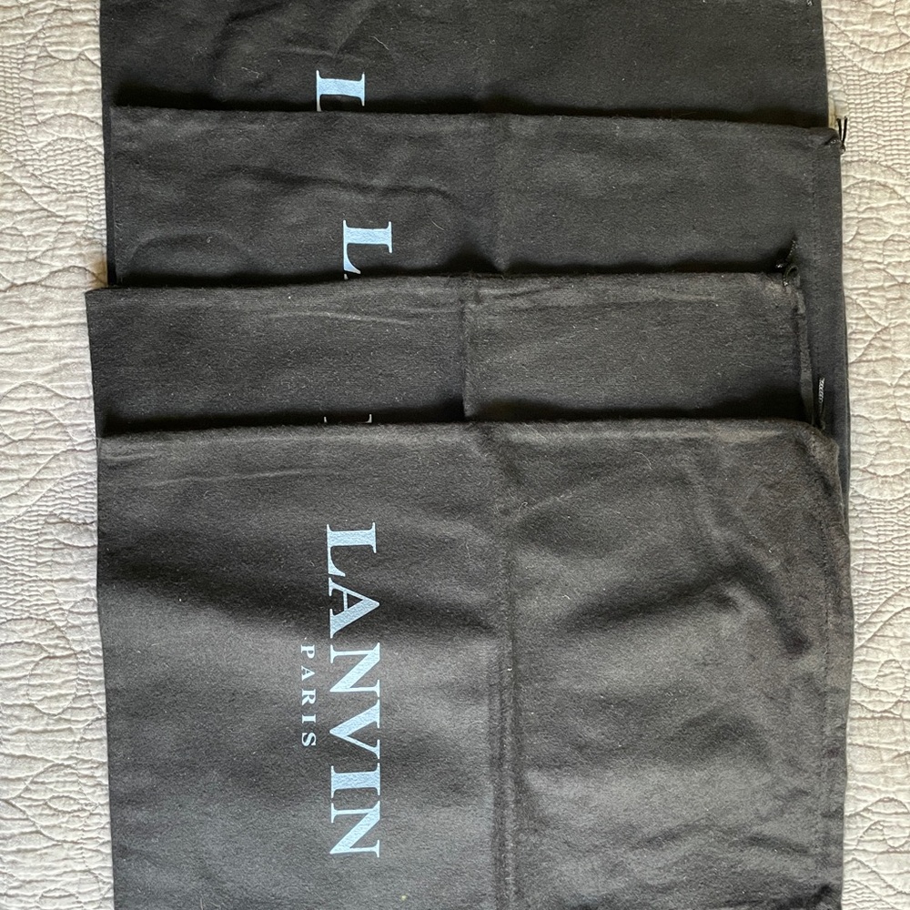 Lanvin Black Fabric with Light Blue Text